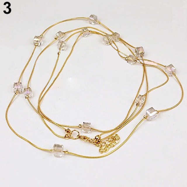 Multi Layer Necklace Beads Rhinestone Kalung Multilayer Batu Imitasi