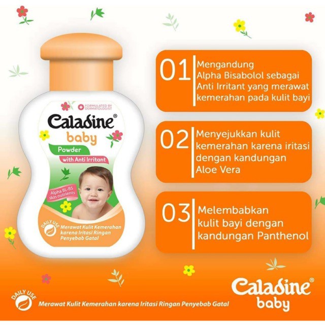 CALADINE BABY POWDER 100 Gr with Anti Irritant - BOTOL / Caladine Baby Powder / Bedak Caladine