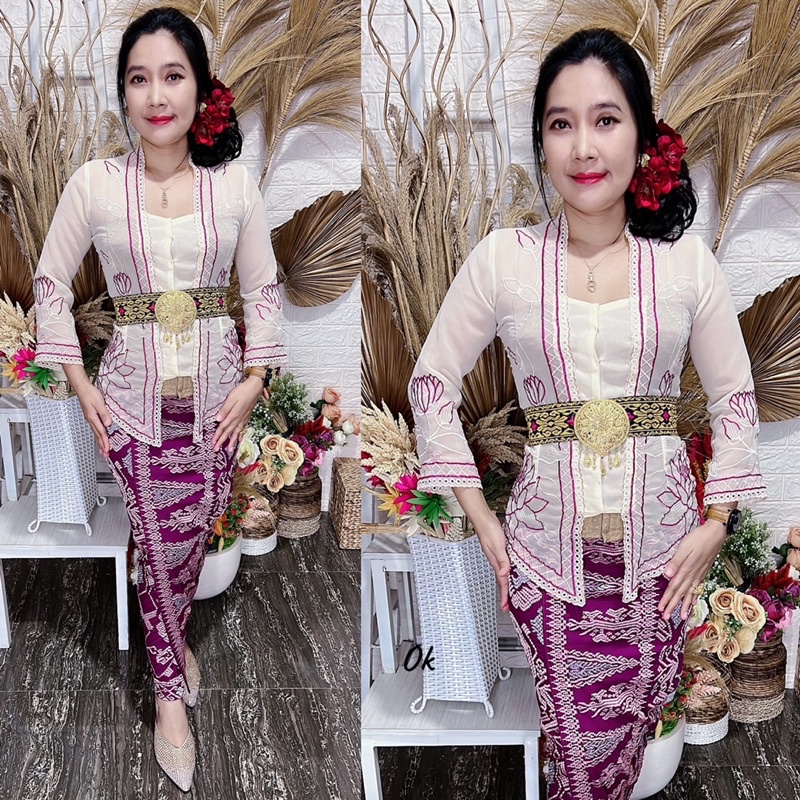 kebaya jadi bordir motif lotus