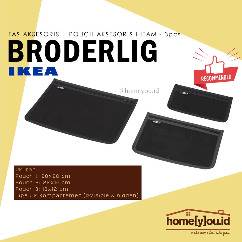[100% ORIGINAL] Tempat Aksesoris | Pouch Aksesoris 3in1 Hitam IKEA - BRODERLIG