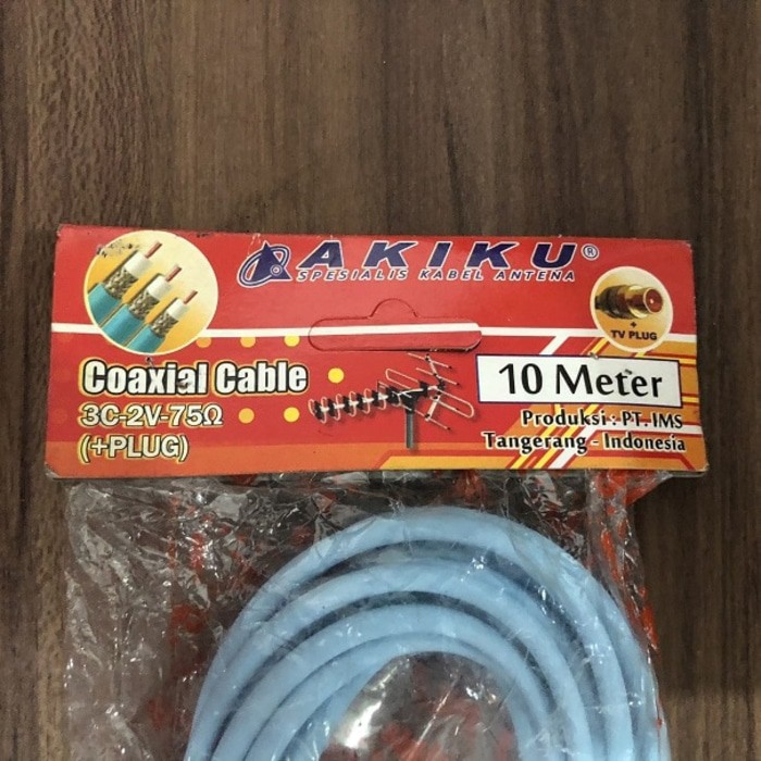 Kabel Antena Biru Merah 10M 10 Meter Jek 3C Coaxial merk Akiku