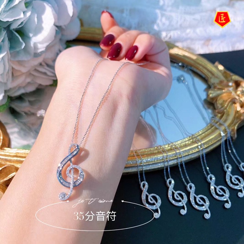 [Ready Stock]Fashionable All-Match Elegant Pendant Musical Note Diamond Necklace for Women