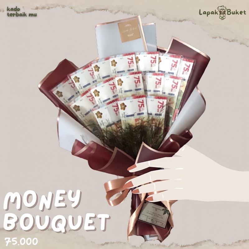 READY STOCK Money Bouquet 75 Ribu (UANG 100% ASLI dan LENGKAP) | Hadiah Ulang Tahun, Anniversary, Wi