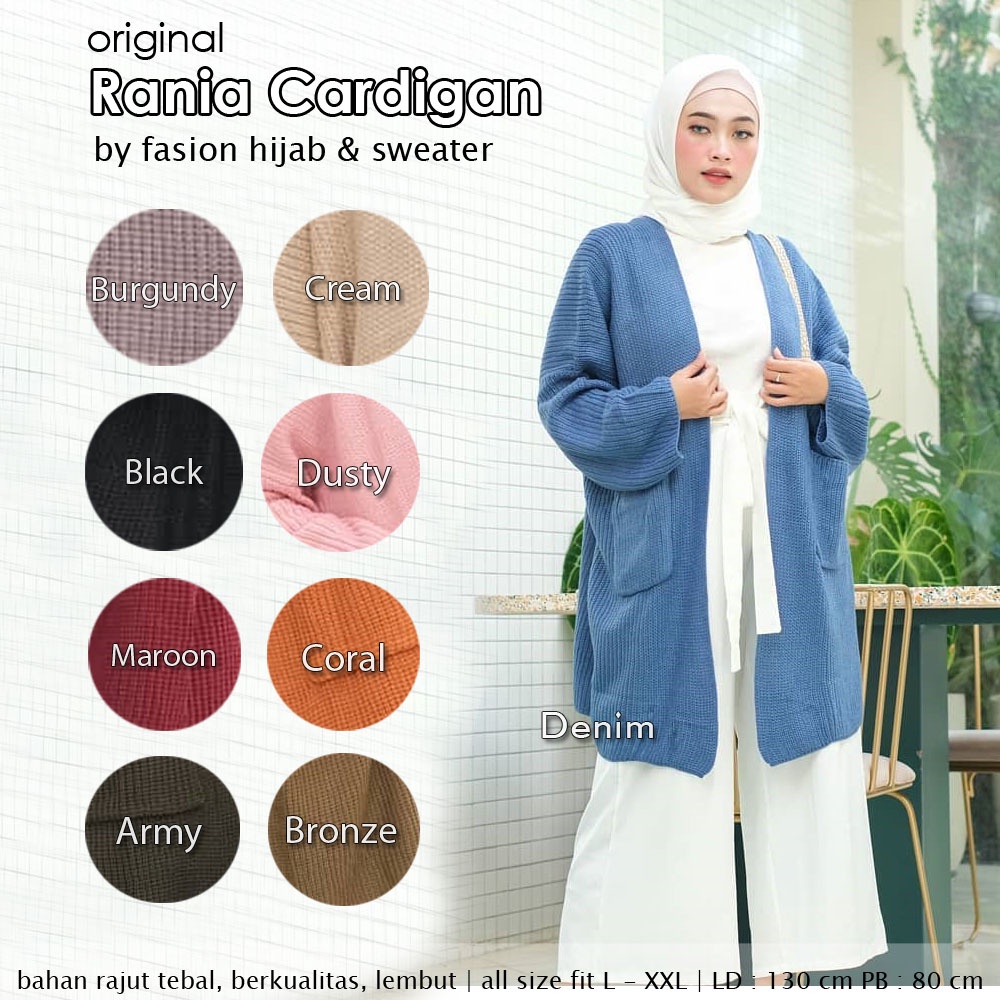 Original Rania Cardy Tebal Nyaman Berkualitas Real pic 1000% All size fit L to XXL Long Cardigan Oversize