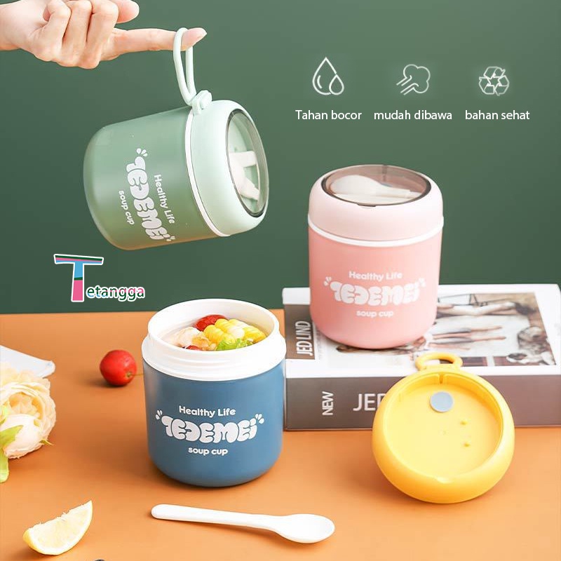 Portable Soup Cup Anti Tumpah Breakfast Cup Dengan Tutup Tahan Panas Dan Anti Tumpah