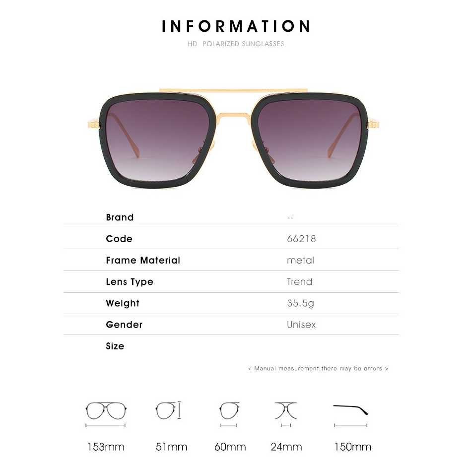 Bergaransi ! RBVTURAS Kacamata Tony Stark Steampunk HD Polarized Sunglasses - 66218
