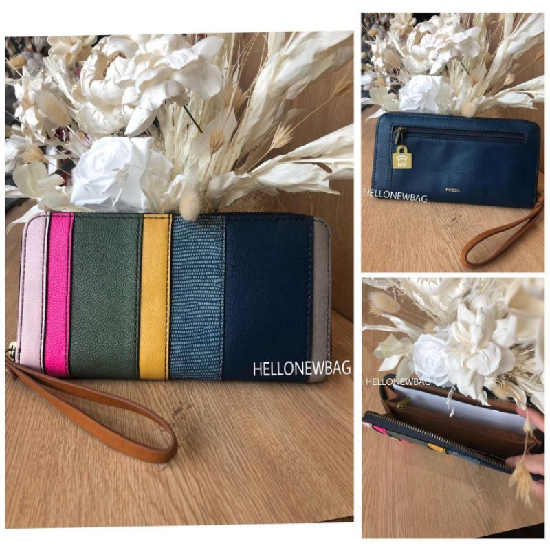 dompet fossil original - fossil jori zip clutch in pink multk