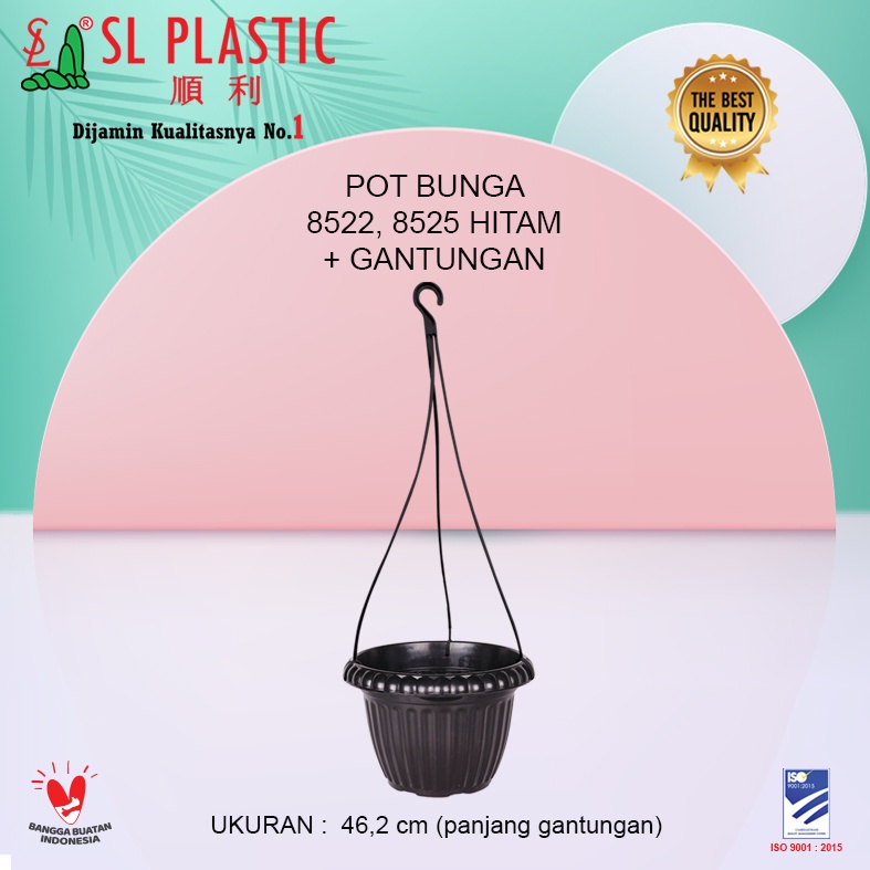 Pot Bunga / Pot Tanaman Warna Hitam 8525 + Gantungan SL PLASTIC