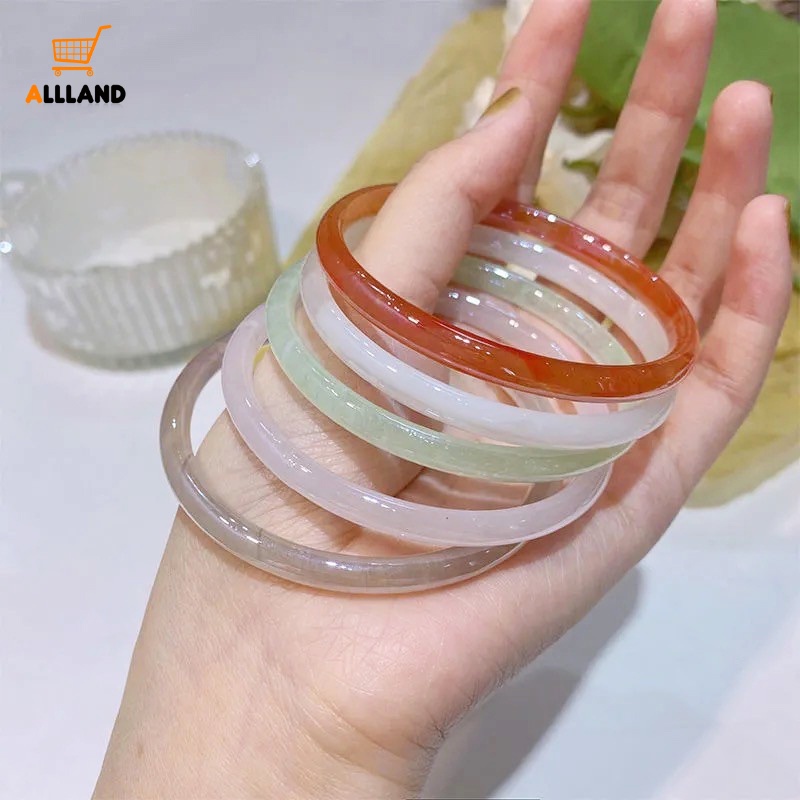 1pc Gelang Tangan Wanita Bahan Kaca Imitasi Tipis Hias Lonceng Gaya Hanfu