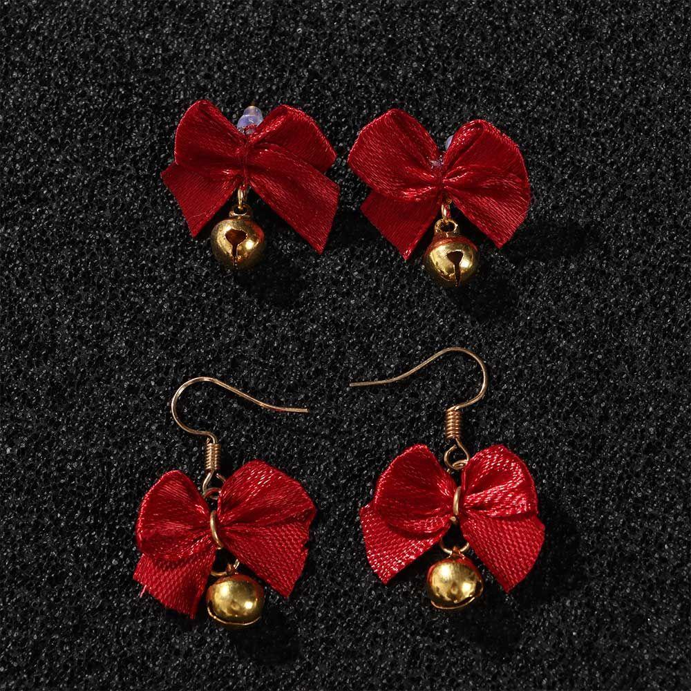 R-flower Stud Earrings Dekorasi Pesta Lonceng Busur Merah Xams