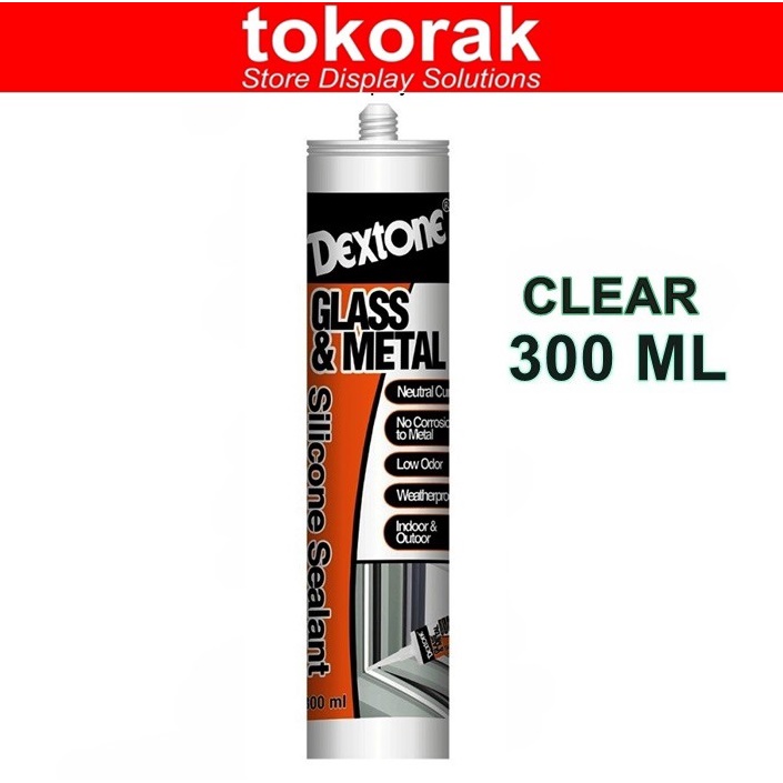 DEXTONE LEM SILICONE SEALANT TABUNG GLASS AND METAL 300 ML - SILIKON