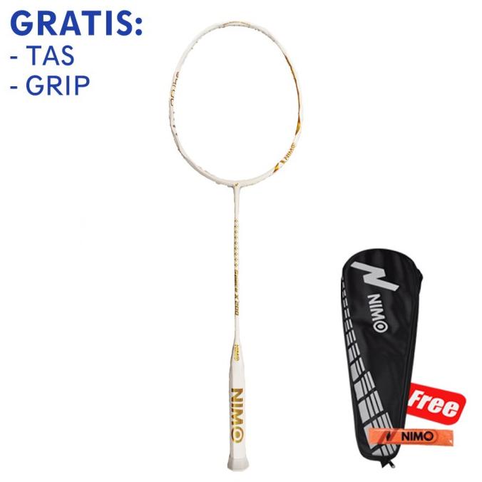 Nimo Raket Badminton Space-X 200 White Gold + Gratis Tas Dan Grip Terbau