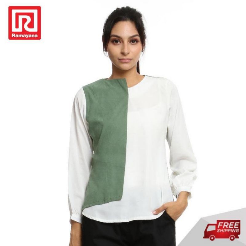 Baju Blouse Wanita Velvet hijau by Chapter 9 Size L