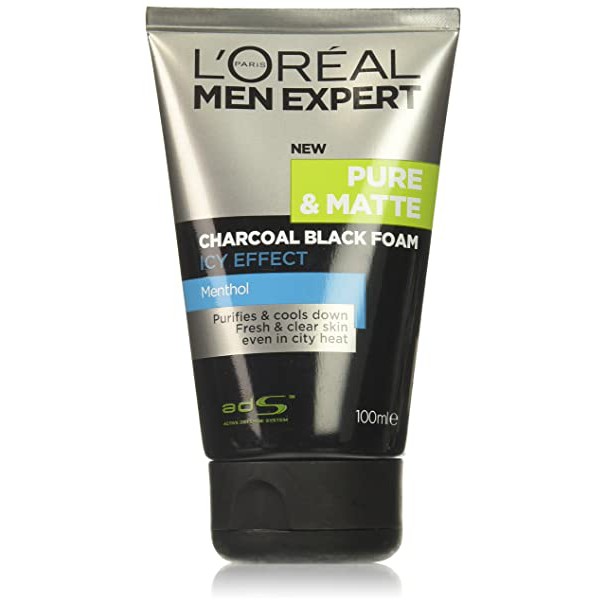 L'Oreal Men Expert Pure & Matte Charcoal Black Foam 100Ml / Loreal Men Pure&Matte Face Wash / Loreal
