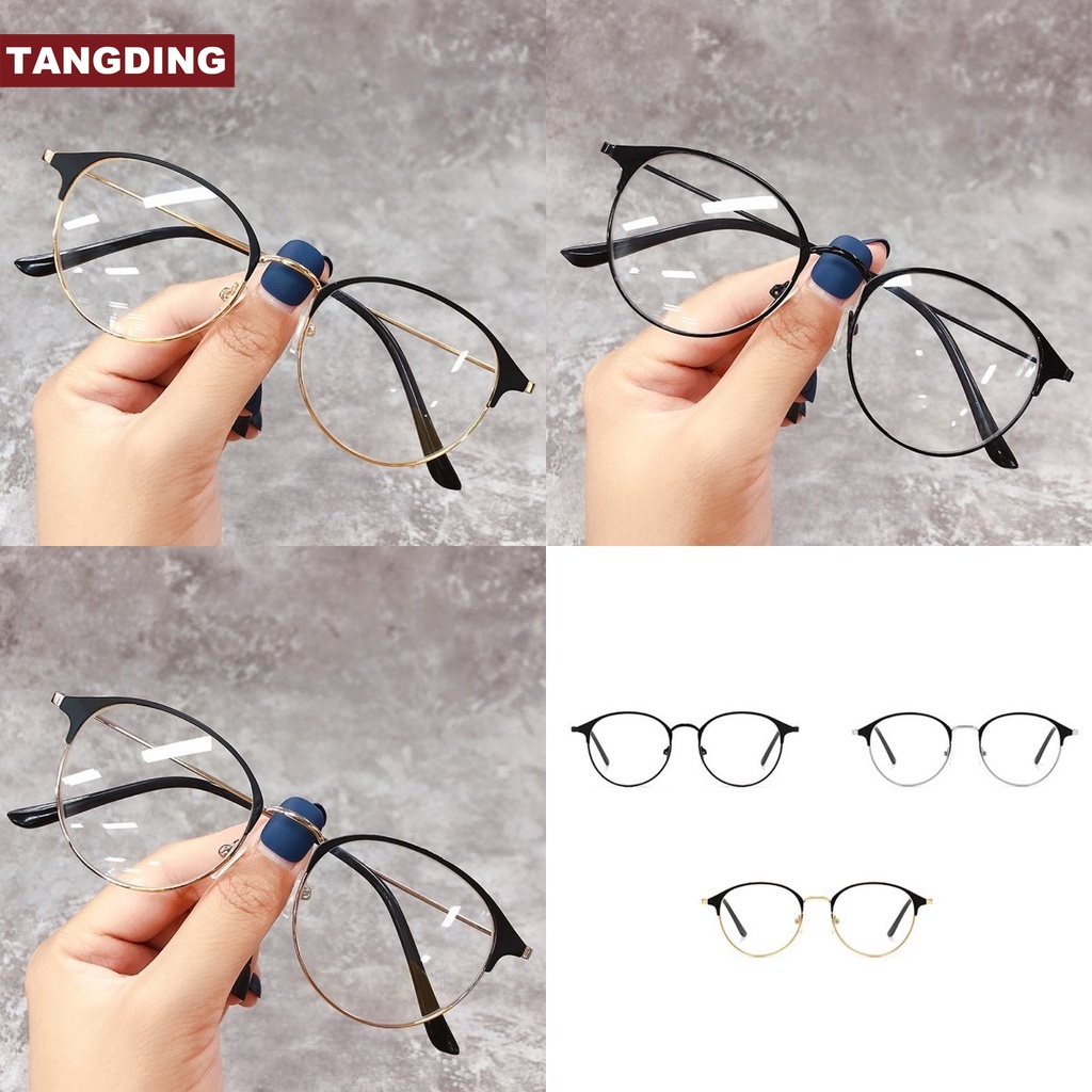 Kacamata Frame Bulat Bahan Metal Gaya Retro Untuk Pria / Wanita