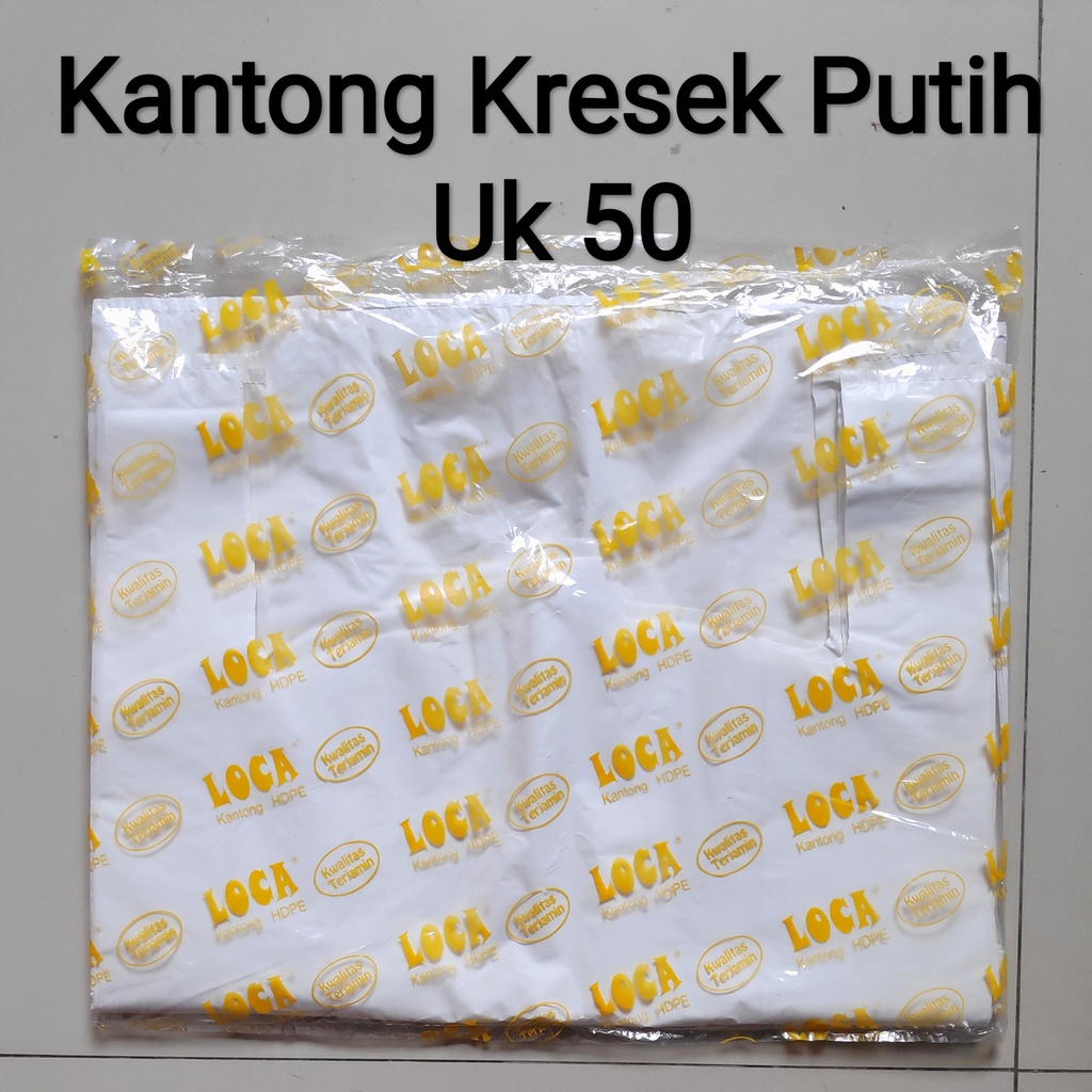 Khusus Gosend/Grab | Kantong Kresek Putih (isi 50 bks), Kantong Plastik Putih uk 17,24,28,35,40,50