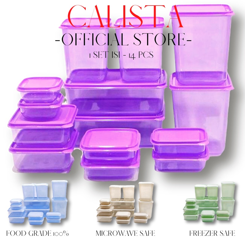 TOPLES PLASTIK SET TEMPAT KOTAK PENYIMPAN MAKANAN BUMBU DAPUR FOOD CONTAINER CALISTA OTARU SOFT 14 PCS KOTAK MAKANAN TEMPAT WADAH SAYUR FOOD PREPARATION SET FOOD STORAGE SET FOOD BOX CONTAINER KULKAS SET