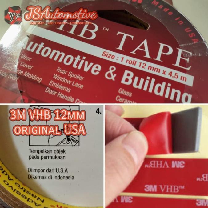 

Double Tape 3M Vhb Original 12Mm 4.5M Isolasi Bolak Balik Foam Elastic