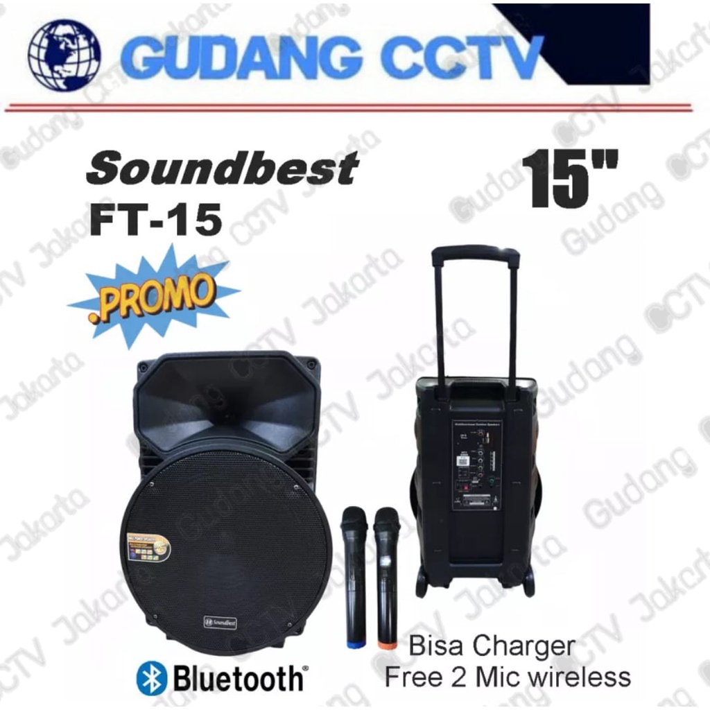 Speaker Portable Meeting 15 inch Soundbest FT-15 USB Bluetooth Promo