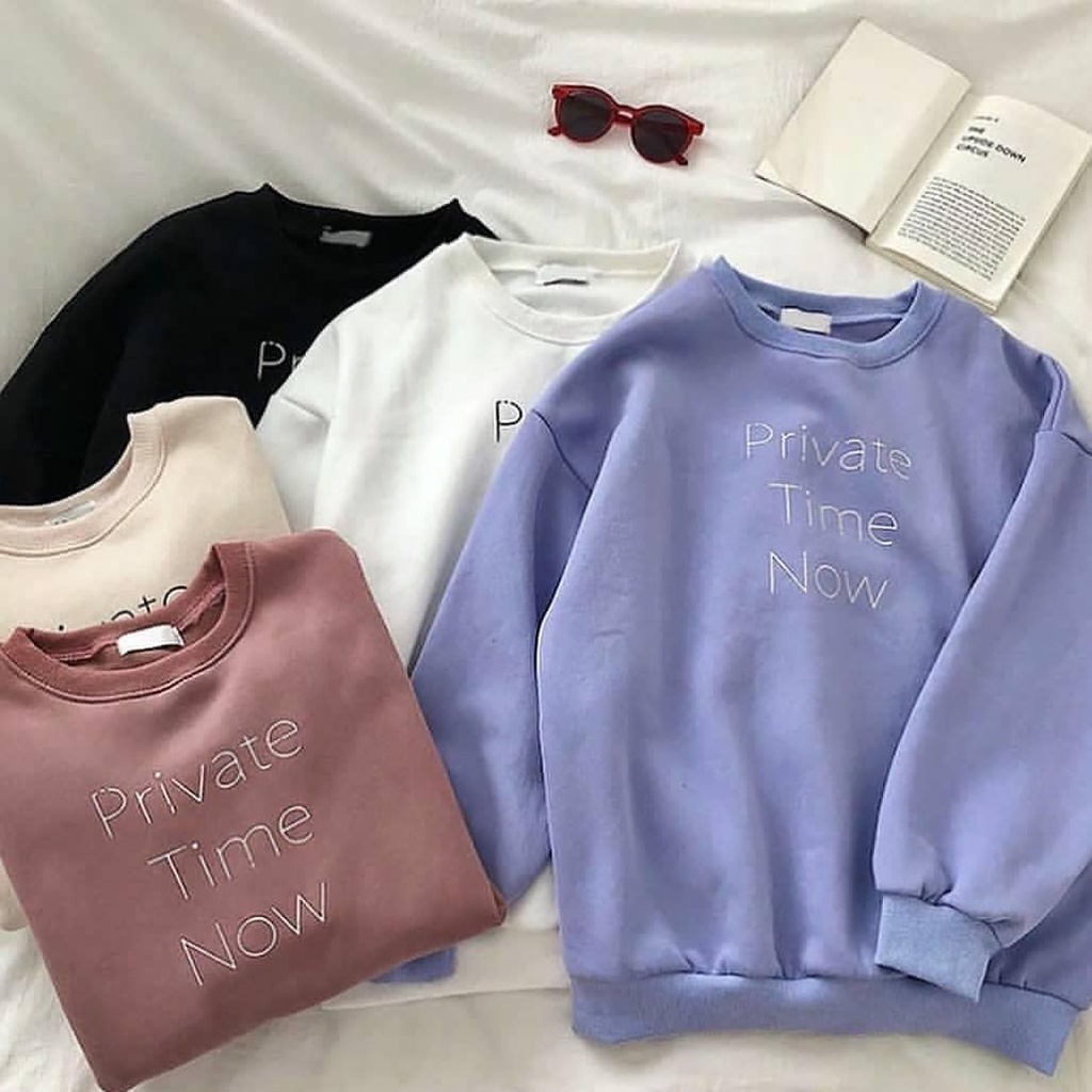 PRIVATE TIME NOW SWEATER CREWNECK WANITA - ATASAN HALUS TEBAL TERLARIS