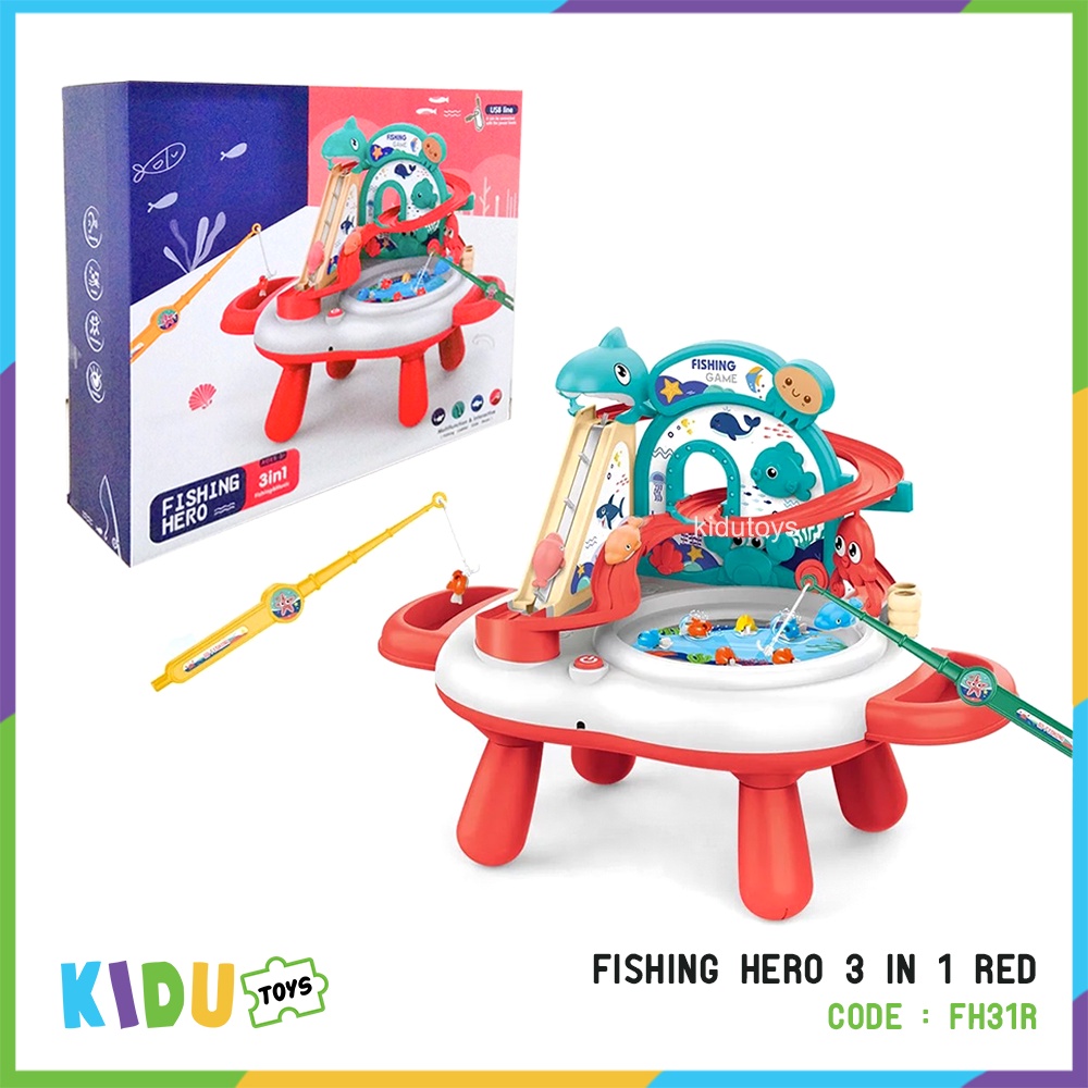 Mainan Anak Pancing Memancing Pancingan Ikan / Fishing Hero 3 in 1 Kidu Toys