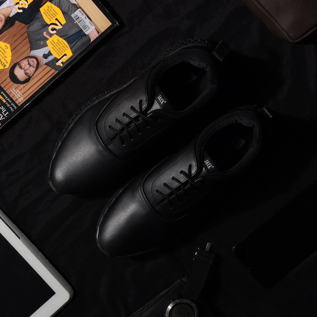 GARRICK BLACK ORIGINAL x JACK Sepatu Formal Full Hitam Tali Pria Pantofel Kerja Kantor Dinas Resmi Guru Kantoran Wisuda Kuliah Pesta Pernikahan Kondangan Nikah Undangan Wedding Modern Oxford Casual Derby Semi Kulit Premium Footwear Keren Terbaru Kekinian