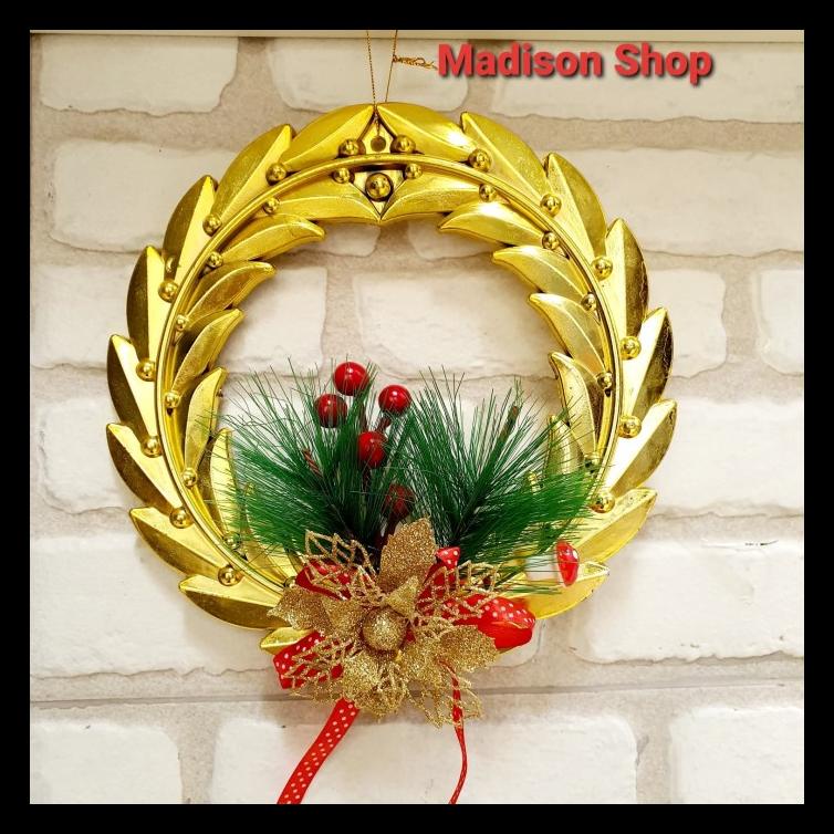 

KRANS NATAL EMAS GOLD GLITER MURAH LINGKAR ADVENT DEKORASI POHON NATAL