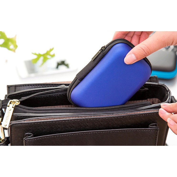 ♫ Megata ♫ A080 Dompet Headset Travel Case Tempat Headset Earphone Case Mini Charge Kotak Headset