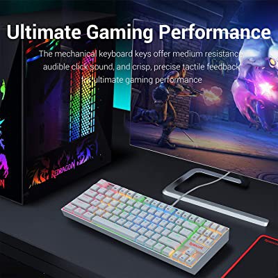 Keyboard Gaming Redragon mechanical Wired Usb 2.0 gold TKL 87 key RGB Kumara white k552w-rgb