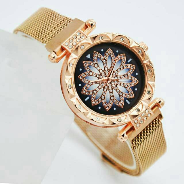 Cod Bayar Ditempat Jam Tangan Wanita Magnetik Diamond Bunga Hiasan