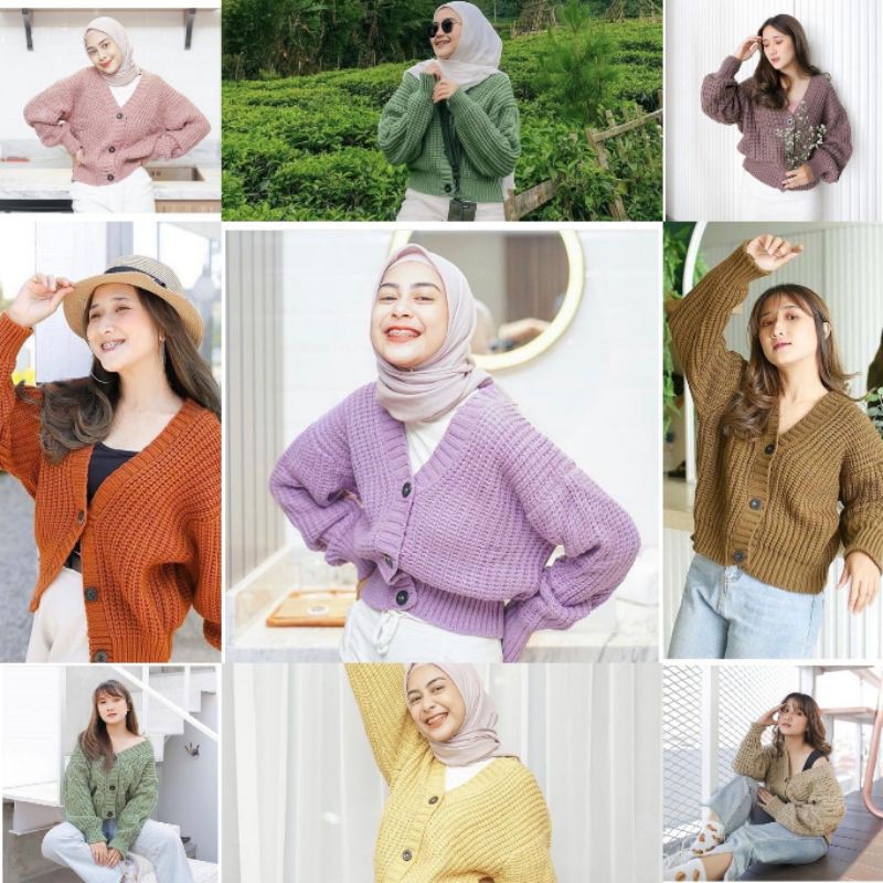 Olivia Cardi Crop / Cardigan Rajut Olivia Wanita / Bahan 100 % Rajut Asli