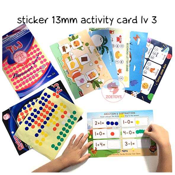 Zoetoys Reusable Sticker Dot Activity Set Book | Alphabet Hijaiyah Number Vehicle Animal | Color Dot Activity Card Kartu Aktivitas Mainan Edukasi Anak-Lv.3 13mm
