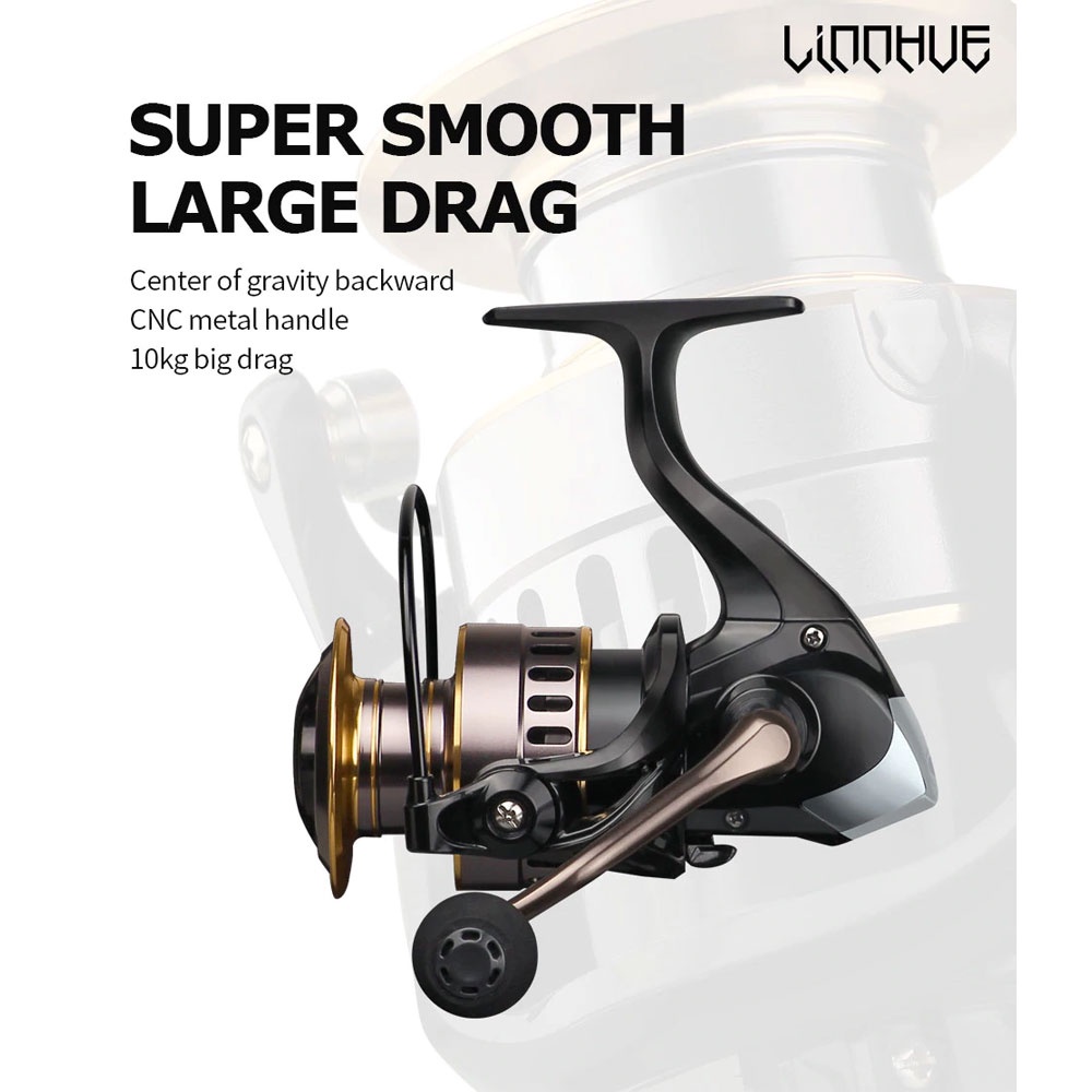 HE3000 Reel Pancing Spinning Gulungan 5.2:1 Gear Ratio 10Kg - Hitam