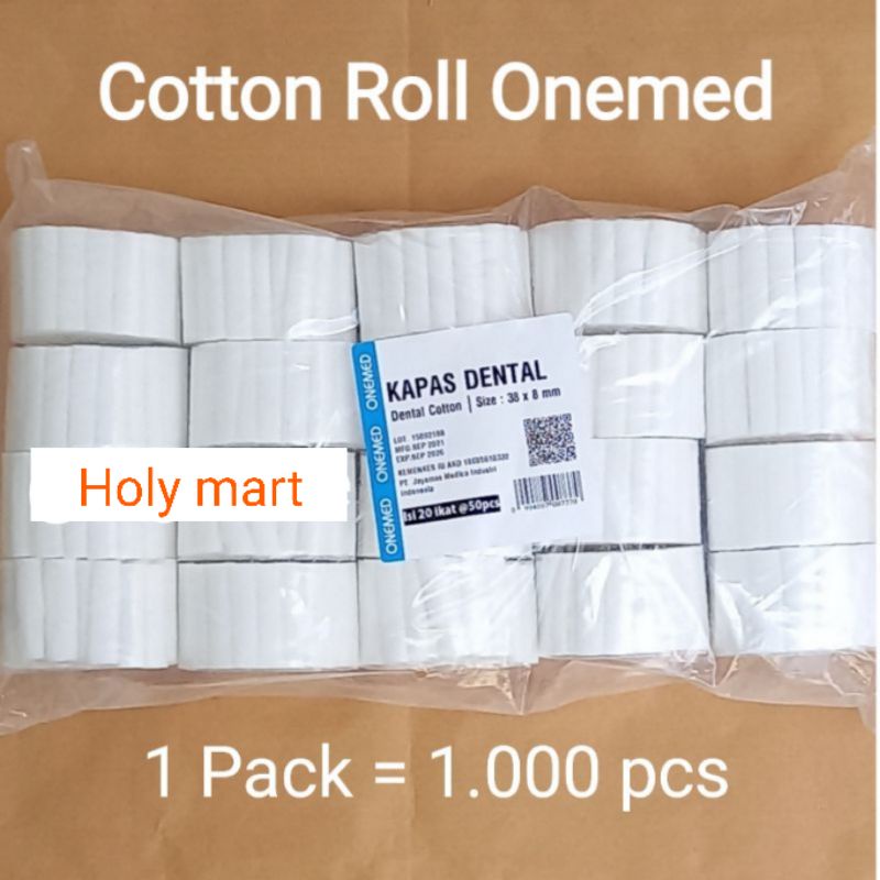 Jual Dental cotton roll ukuran kecil 8 mm Onemed isi 1000 pcs kapas