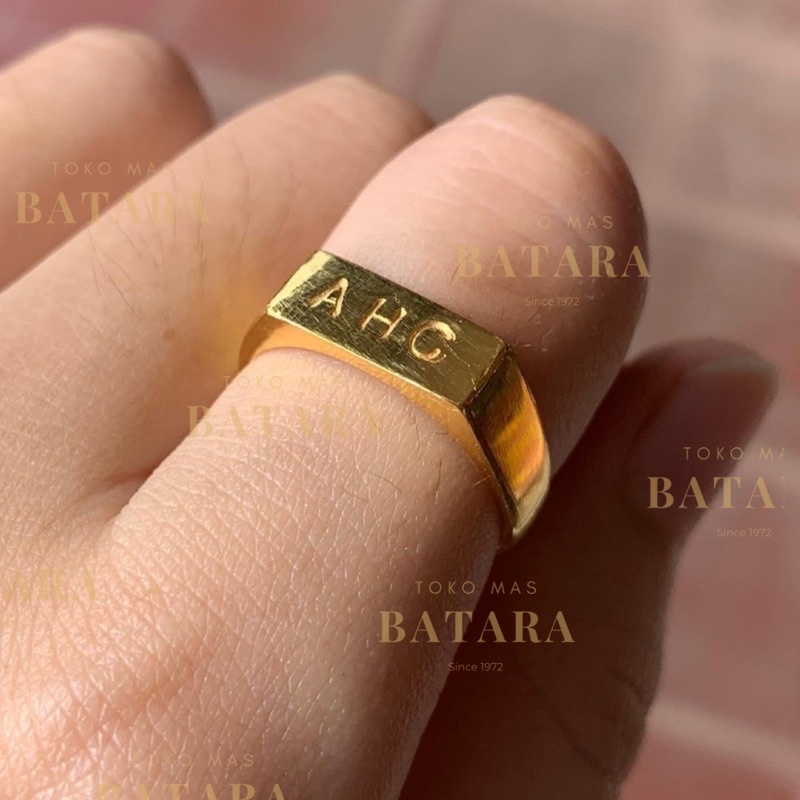 Signet Ring Emas Tua Asli Kadar 99% / Emas Kadar 97% Custom Handamde