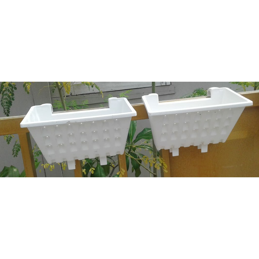 Pot Dinding Argo 01 Putih 21 22 Cm Pot Tempel Pager Argo01 - Pot Vertical Garden Vertikal