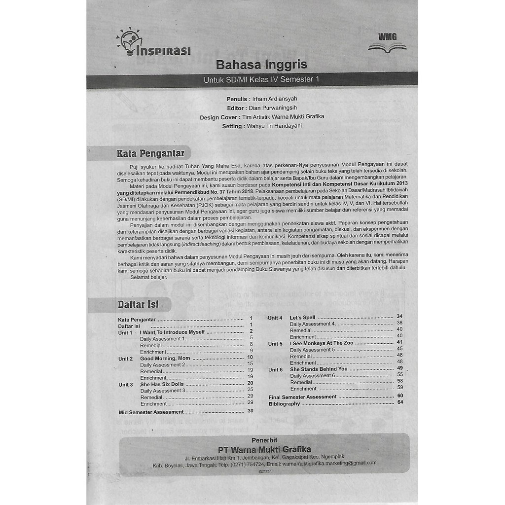 Inspirasi Bahasa Inggris kelas 4 SD/MI Semester 1 kurikulum 2013 EdisI-2