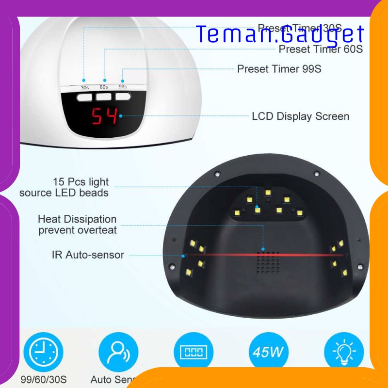 TG-FE196 LKE PENGERING KUTEK KUKU UV LED NAIL DRYER 54W - SUN-X5