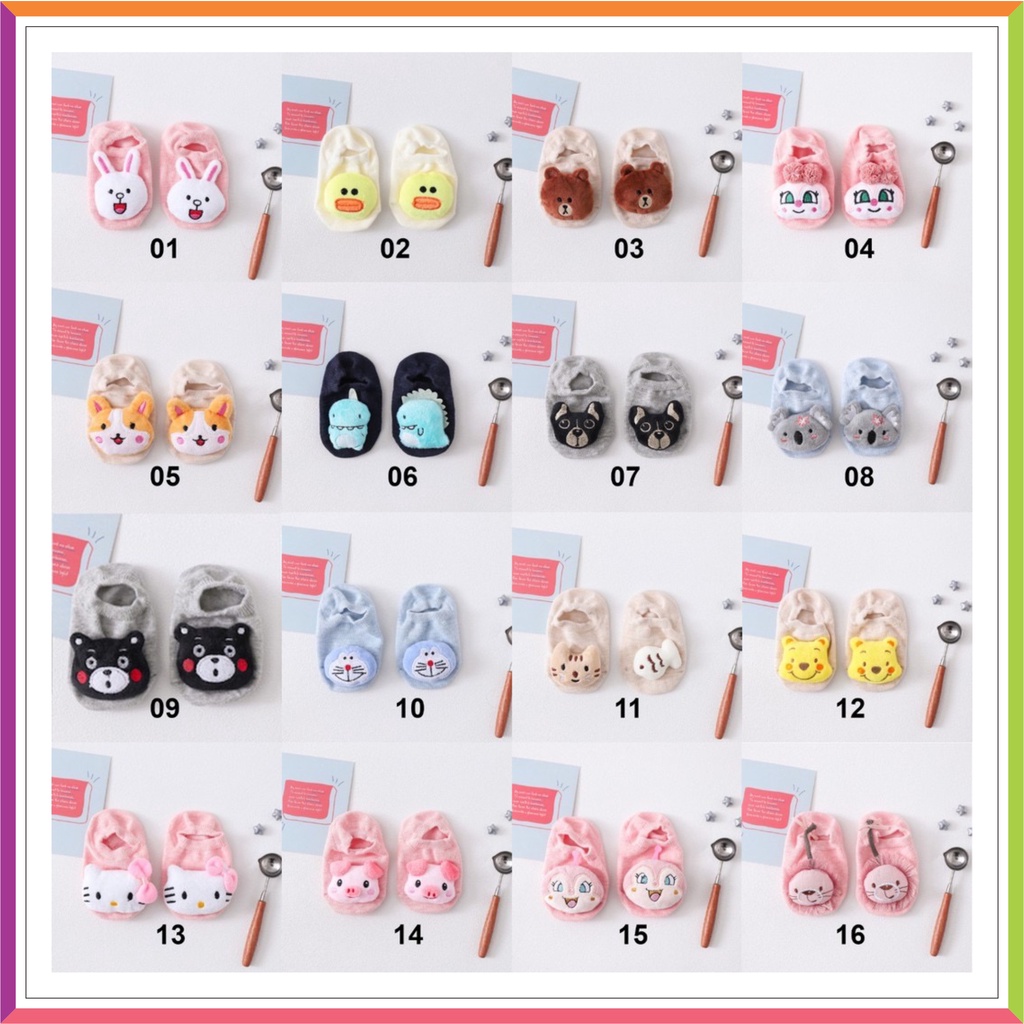 ❤ Fashionbabies ❤ KAOSKAKI BAYI IMPORT ALLSIZE / KAOS KAKI BAYI  KARAKTER UNISEX 4D BONEKA ANTISELIP