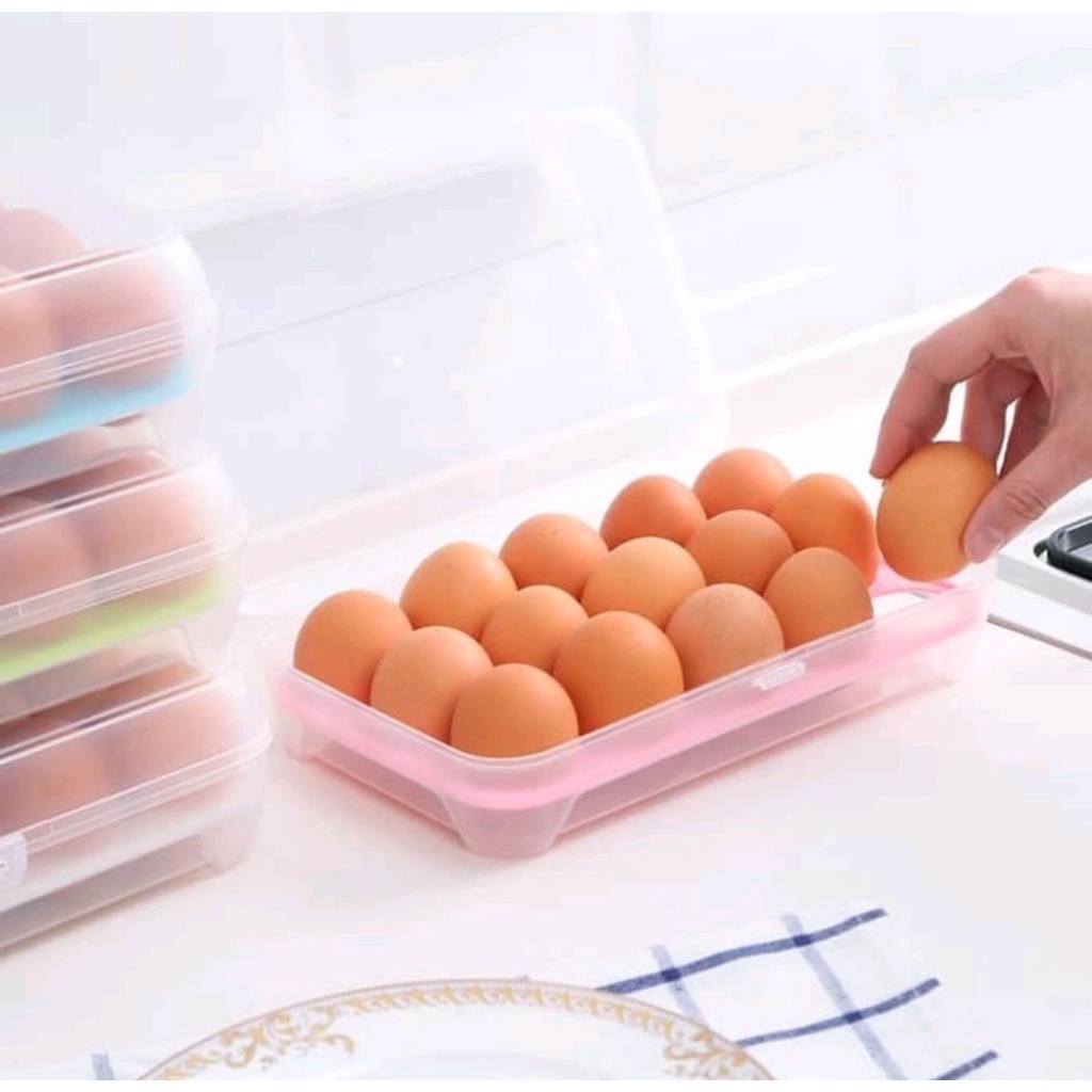 Tempat telur 15 sekat Egg - kotak penyimpanan telor bahan plastik Tempat telur isi 15 Tempat telur a