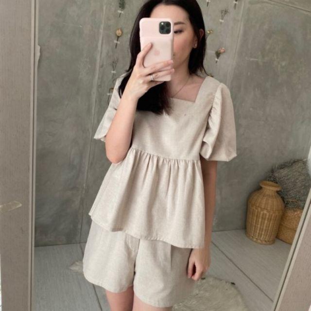 Lolliestory Haydee loose cotton sets - homewear-creme