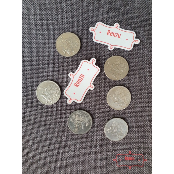 Uang Koin Lama Kuno Rp 50 Rupiah Cenderawasih Mahar Koleksi