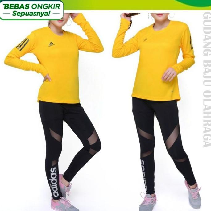 Kaos Dry Fit Thumbhole kaos olahraga cewek lengan panjang adidas