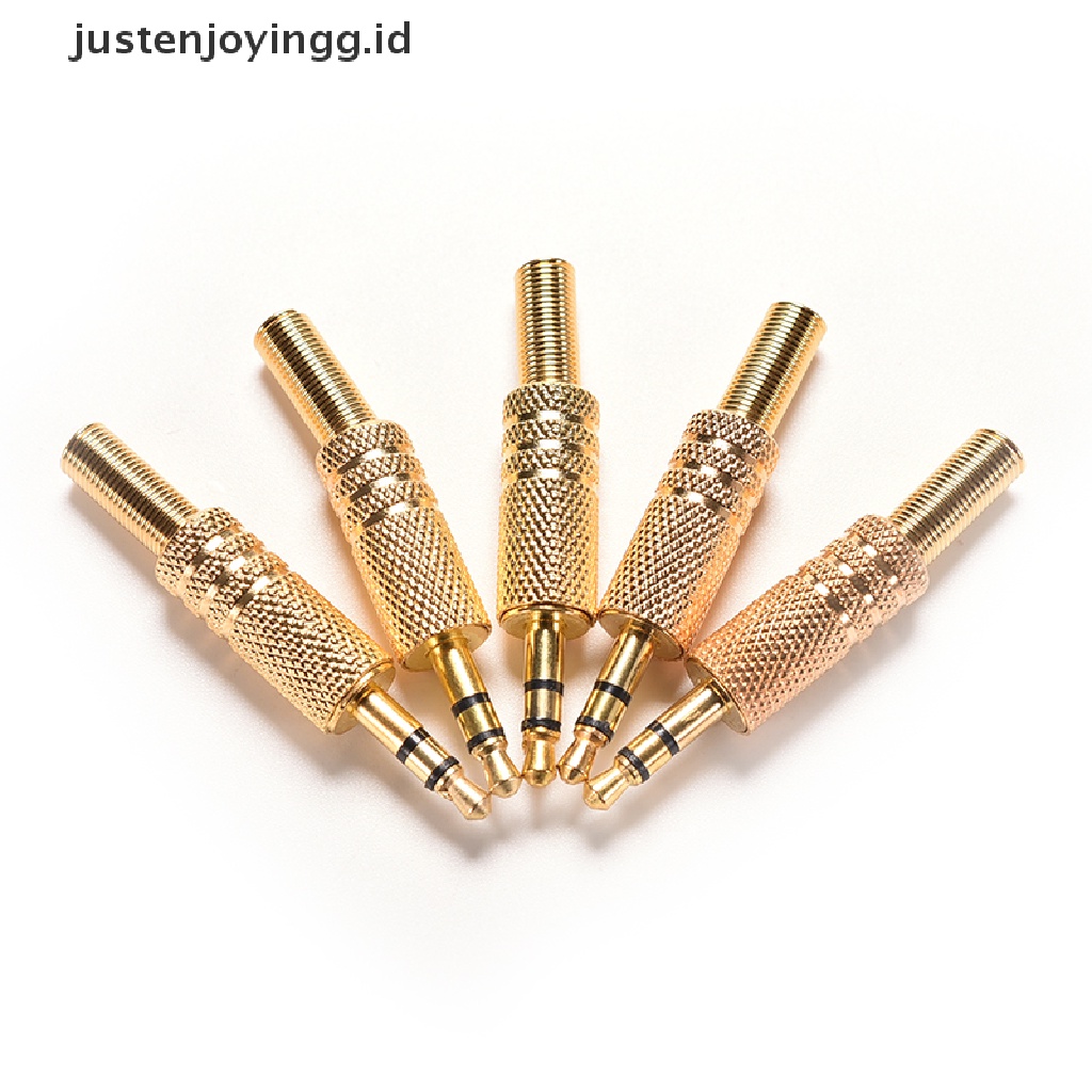 1pc Adapter Konektor Jack Audio Stereo Male 3.5mm 1 / 8 &quot;Lapis Emas