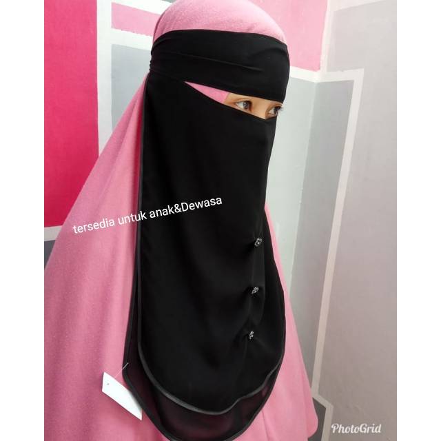 Niqab bandana kancing/niqab kancing anak dan dewasa