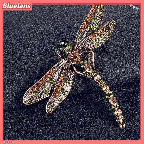 Bluelans Bros Pin Bentuk Capung Aksen Kristal Gaya Vintage Untuk Wanita