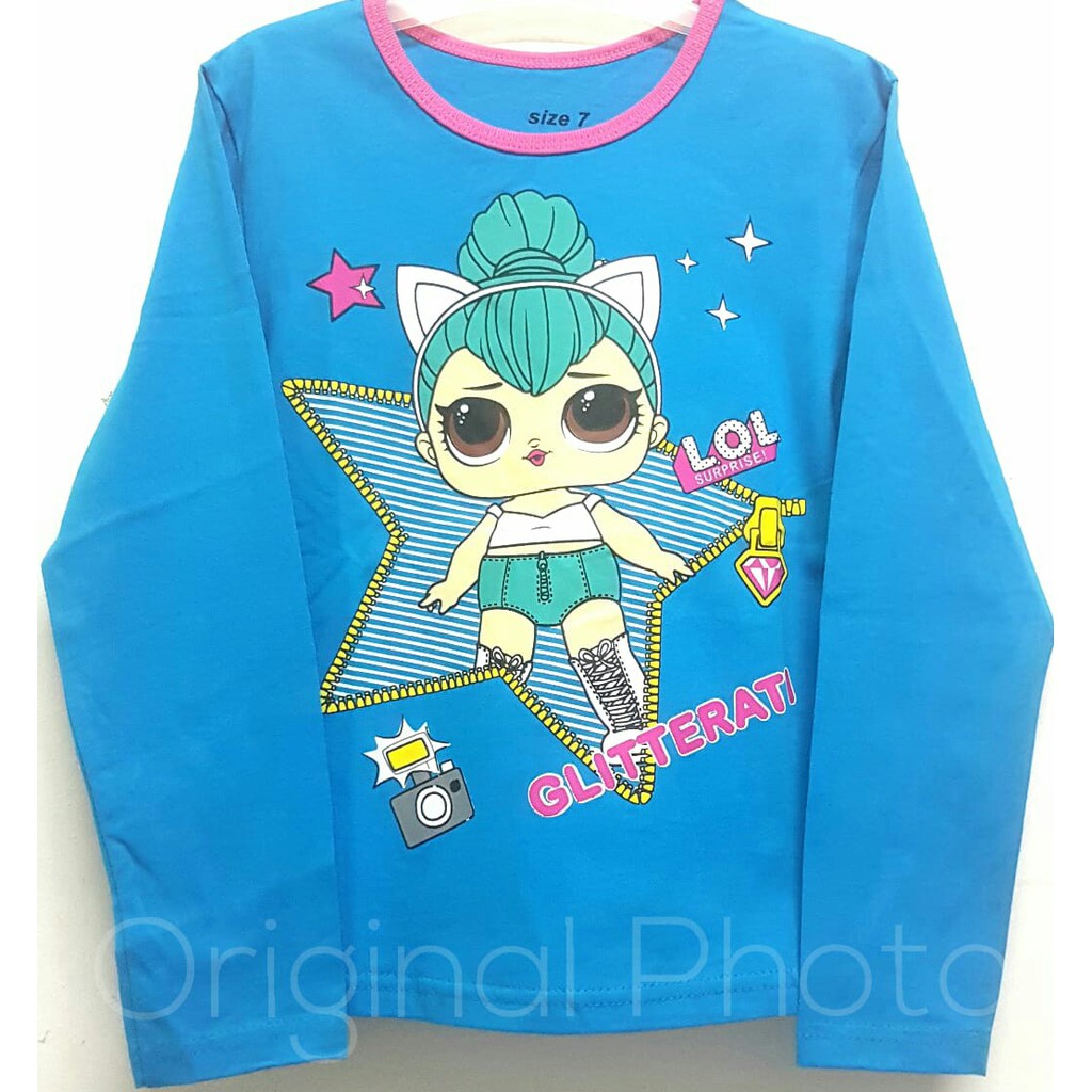 Kaos Lengan Panjang Anak Karakter LOL Biru