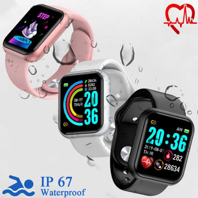 JAM SMART_WATCH_Y68_PRIA_WANITA_PEMANTAU TEKANAN DARAH SMS NOTIF MONITORING TIDUR