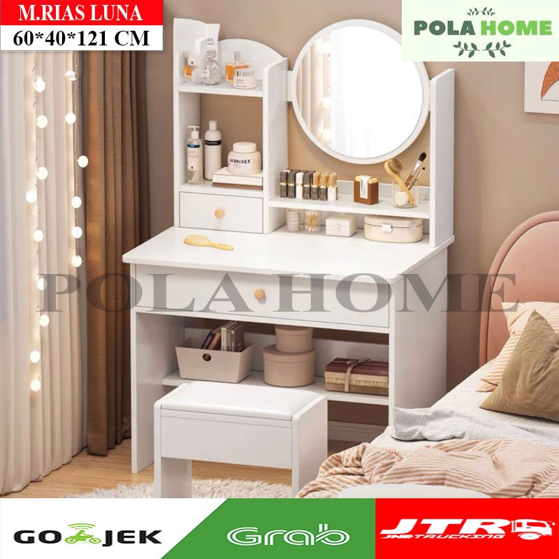 POLA Meja Rias Kaca Meja rias Putih Minimalis