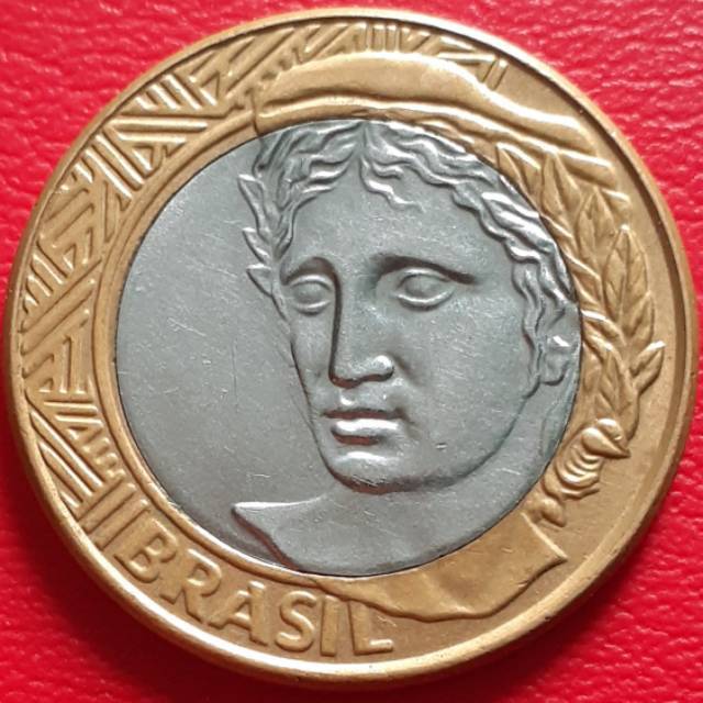 Uang Koin Kuno Luar Bimetal 1 Real Brazil Tahun 2010